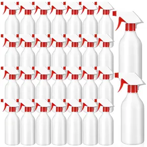 30 Pack Plastic  Bottles 16 oz Leak Proof  Bottle Refillable Empty Bottles  Water Bottle Mist Sprayer with Red Nozzles for Hair Essential Oil Cleaning Solutions  Pets