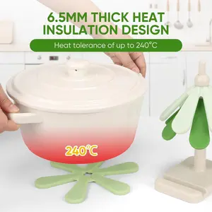 Silicone Trivet for Hot Dishes, Tree Coasters/Tree Trivet, foldable Treevet Coaster Set,Heat Resistant, Water&stain Resistant,Food-Grade Silicone Pads for Kitchen, Non-slip Resistant Trivet Tree for Teapot Pans Kitchen Decor Meets Functionality, Summer