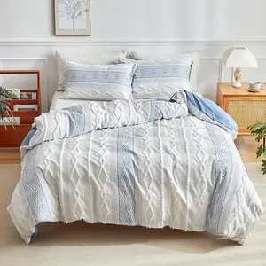 Geometric Pattern Tufted Bedding Set, 3 Counts/2 Counts Including 1 Decorative Duvet Cover & 1/2 Pillowcase without Filler, Soft Comfortable Bedding Set for Home Bedroom