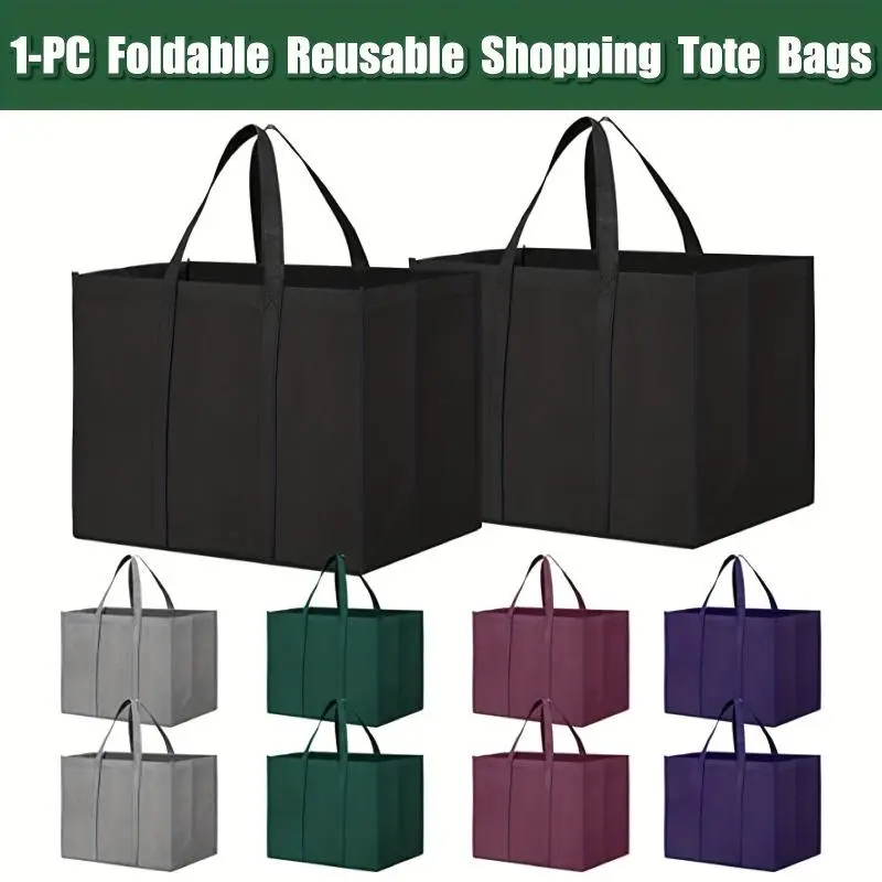 1PC thick large capacity folding duffel bag tote bag reusable grocery shopping bag, large tote bag, long handle for shopping grocery clothes, Reusable Shopping Bags