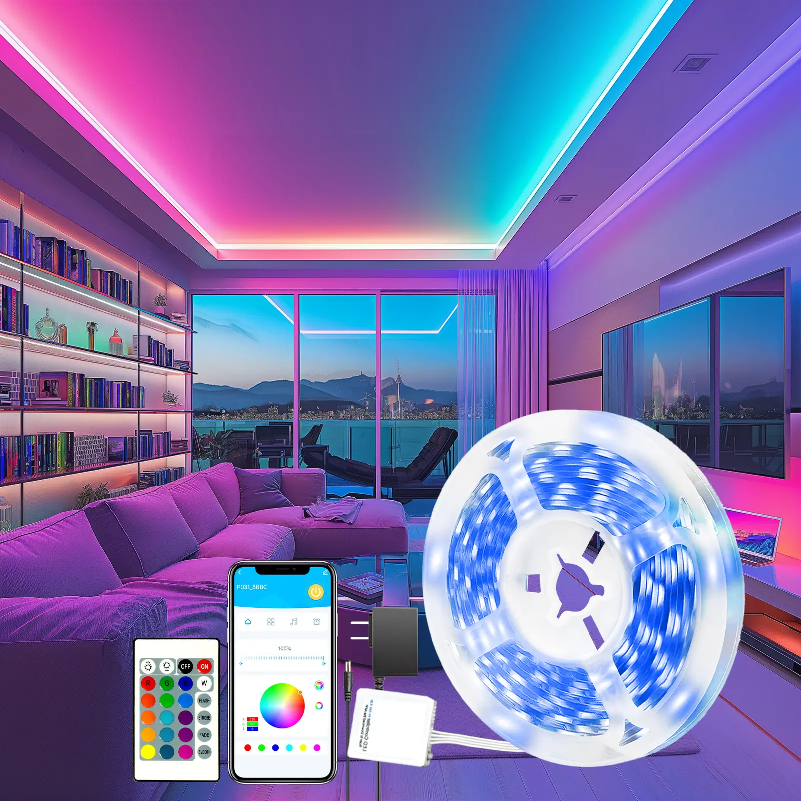 DAYBETTER Led Strip Lights 25-200 ft Smart with App Remote Control, 5050 RGB for Bedroom, Living Room, Home Decoration, Music Sync Color Changing for Room Party