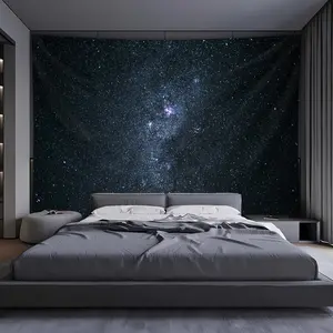 Giant Minimalist Galaxy Tapestry with Aesthetic Nature Prints, Polyester Fabric Wall Hanging, Perfect for Home Decor, Birthday Gift, Includes Free Clips