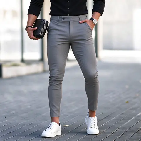 GINGTTO Men's Chino Slim Fit Stretch Dress Pants Plain Formal Pants for Men