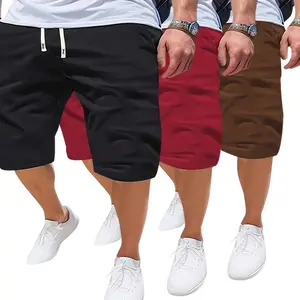 3PCS Men's Plus Size Solid Color Athletic Shorts With Drawstring, Casual Sportswear, Comfort Fit - For Men Suitable for Sports & Wear Perfect Gift Active Guys
