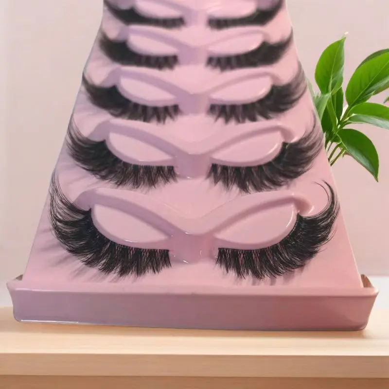 5 Pairs long natural false eyelash,Cat Eye Lashes, Eye End Lengthening Fluffy Lashes, Natural Faux Mink False Eyelashes，individual lash