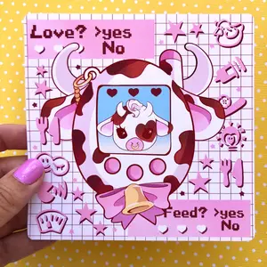 Moolisa Tamagotchi Square Art print (Brown)