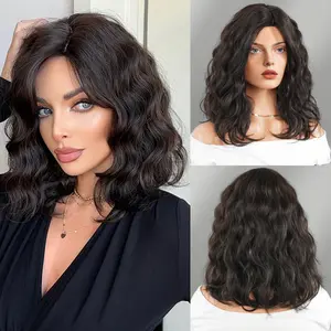 14 Inch Wigs for Women Shoulder Length Wave Wig  Natural Wavy Bob Synthetic Heat Resistant Fiber for Daily and Party