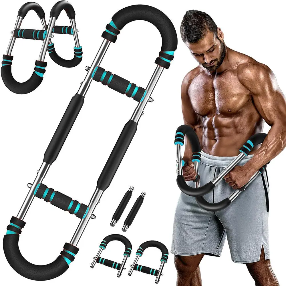 Homhut Super Arm Trainer Power Twister Bar, Adjustable Resistance for Chest Shoulder Arm Strength, Detachable Portable Home Fitness Equipment for Men(Circular/60-90IB)