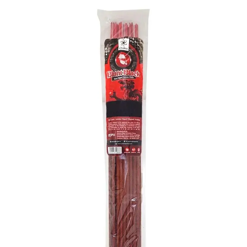 Blunt Black 19-in Jumbo Hand-Dipped Scented Incense Sticks, 30-Stick Packs - Natural Home Fragrance Freshener for Meditation, Spiritual Practices, Reflection, Any Space with Nature-Infused Soothing Light Fragrance, 24-Month Long-Lasting Support