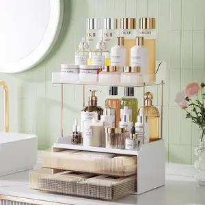 2-Tier 2-Drawer Bathroom Counter Organizer, Elegant Makeup Organizer, Ideal for Present, Easy to Install, Suitable as Bathroom Organizers and Storage,makeup organizer drawers, Cosmetic Organisers