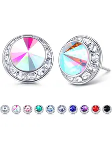 Rhinestone Dance Competition Earrings Hypoallergenic Post Stud Earrings 15mm Halo Crystal Stud Earrings for Dance Competitions Stage Opera Performance Wedding Bridal Earrings for Women