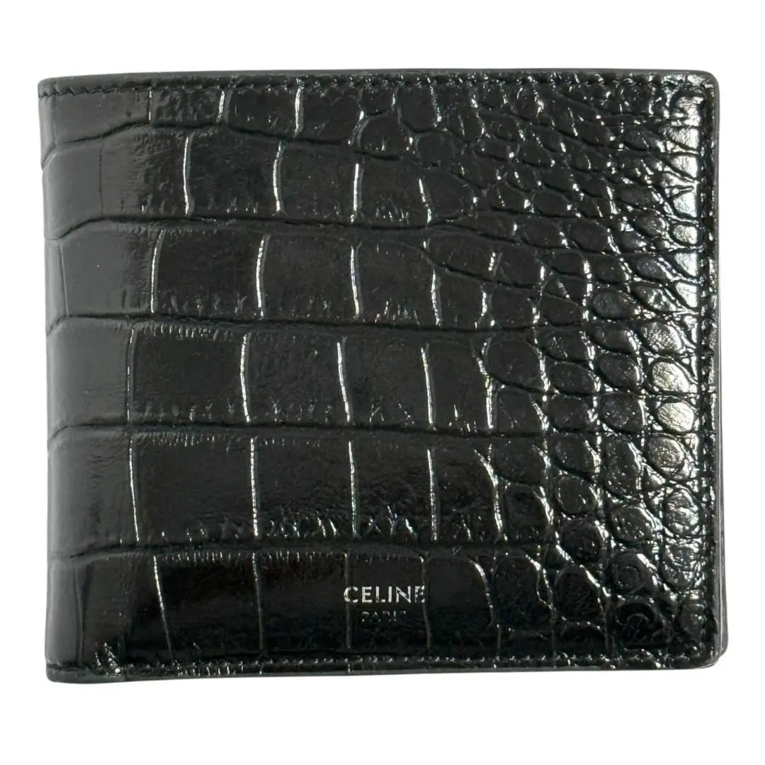Pre-owned Celine Calfskin Small Leather Goods Bifold Wallet Embossed Wallet