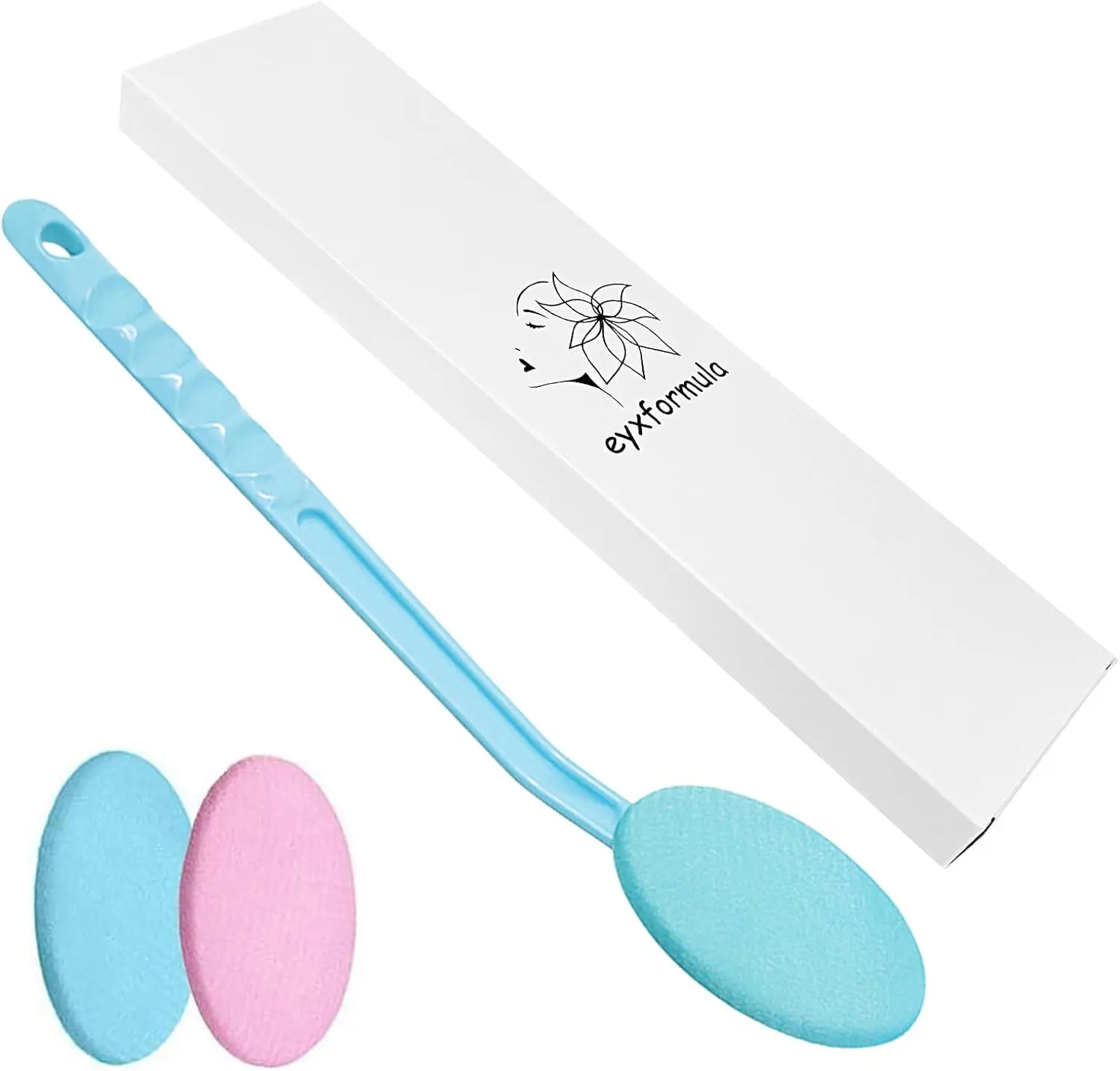 Eyxformula Long Handle Easy Lotion Applicator for Back - 2 Pads Wand, Bathing Accessory for Sunscreen, Self Tanner on Body & ft, Gift for Adults