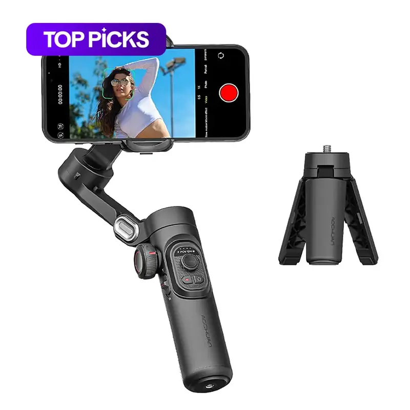 Handheld 3 Axis Anti-shake Shooting Stand (1 Count), Rotating Automatic Face Tracking Tripod Stabilizer for Live Video, Phone Accessories, Content Creator Tools 0