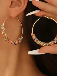 Elegant Colorful Diamond Earrings, Boho Style Large Ear Cuffs, Resin Material, Plain Pattern, All Seasons Fashion Jewelry