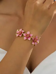 Vintage Design Summer Beach Style Gradient Handmade Oil Drop Jasmine Flower Summer Essential Women's Bracelet, Fashionable and Unique Accessory