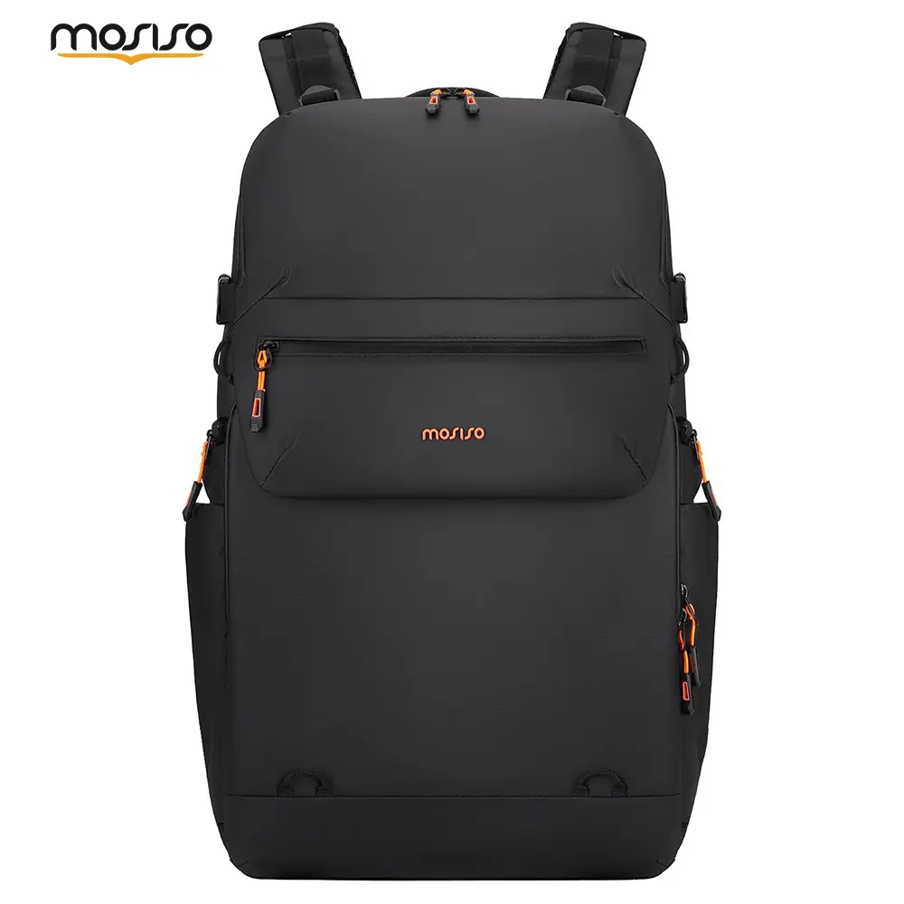 MOSISO Large Camera Backpack with Full Back Access, Front Flap Pocket, Tripod Holder, Waterproof Protection & Rain Cover, Fits 15-16 in Laptop & Canon Nikon Sony DSLR/SLR/Mirrorless Cameras, Black Travel Bag