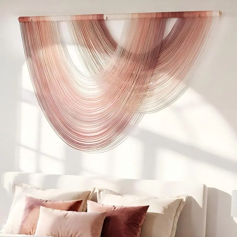 59 in Large Ombre Cotton Wall Hanging Tapestry with Natural Elements | Boho Wall Decor for Living Room Bedroom Nursery