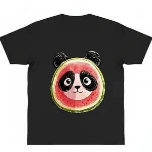 oversize cotton Watermelon Panda Cute graphic tees Animal lover funny T-shirt y2k fashion Streetwear Casual Top Trending Easy Care Machine Wash Safe Gift