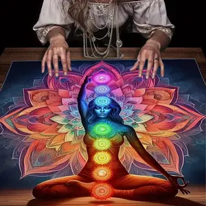 1 piece 2D flat Tarot card tablecloth (only the tablecloth), exquisite pattern divination tablecloth, Picnic Table Cover, suitable for meditation, social games, home decoration and outdoor festival activities