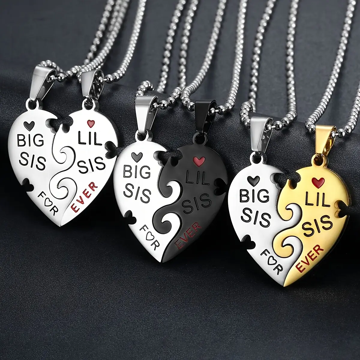 Couples' 2-Piece Stainless Steel Love Heart Puzzle Necklace Set, Exquisite Jewelry Accessory Gift for Valentine's Day, Exquisite Jewelry Gift, Love Heart Necklace, Two Piece Set
