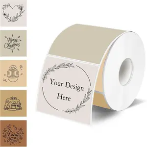 Square Thermal Labels Stickers 2" x 2", Self-Adhesive Waterproof Square Direct Thermal Labels Stickers, Perforation Line Design- 300 Sheets/Autumn Colors