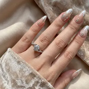 1CT  Heart-shaped twisted arm Adjustable Moissanite Ring for Women – D Color VVS1 Round Cut Open Ring, Silver-Plated Copper Fashion Jewelry Gift