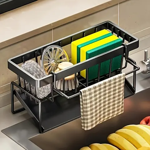 Kitchen Sink Organizer, Space Saving Sponge Soap Brush Cloth Storage Rack, Kitchen Gadgets Sink Storage Rack, Modern Kitchen Organizer