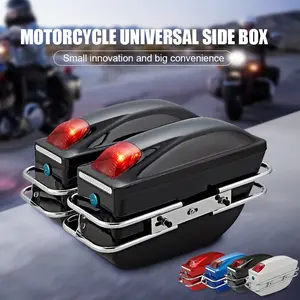 1Pairs Universal Motorcycle Side Luggage，Hard Shell Waterproof, Taillight Fuel Tank Package Saddle Suspension Box.for Honda/Yamaha/Suzuki Motorcycles