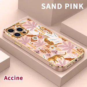 Plating Mobile Phone Case for iPhone 17 Pro Max Air 16 15 14 Plus 13 12 11 Jungle Floral Symphony Printed Soft Silicone TPU Glossy Anti-oil Protective Cover