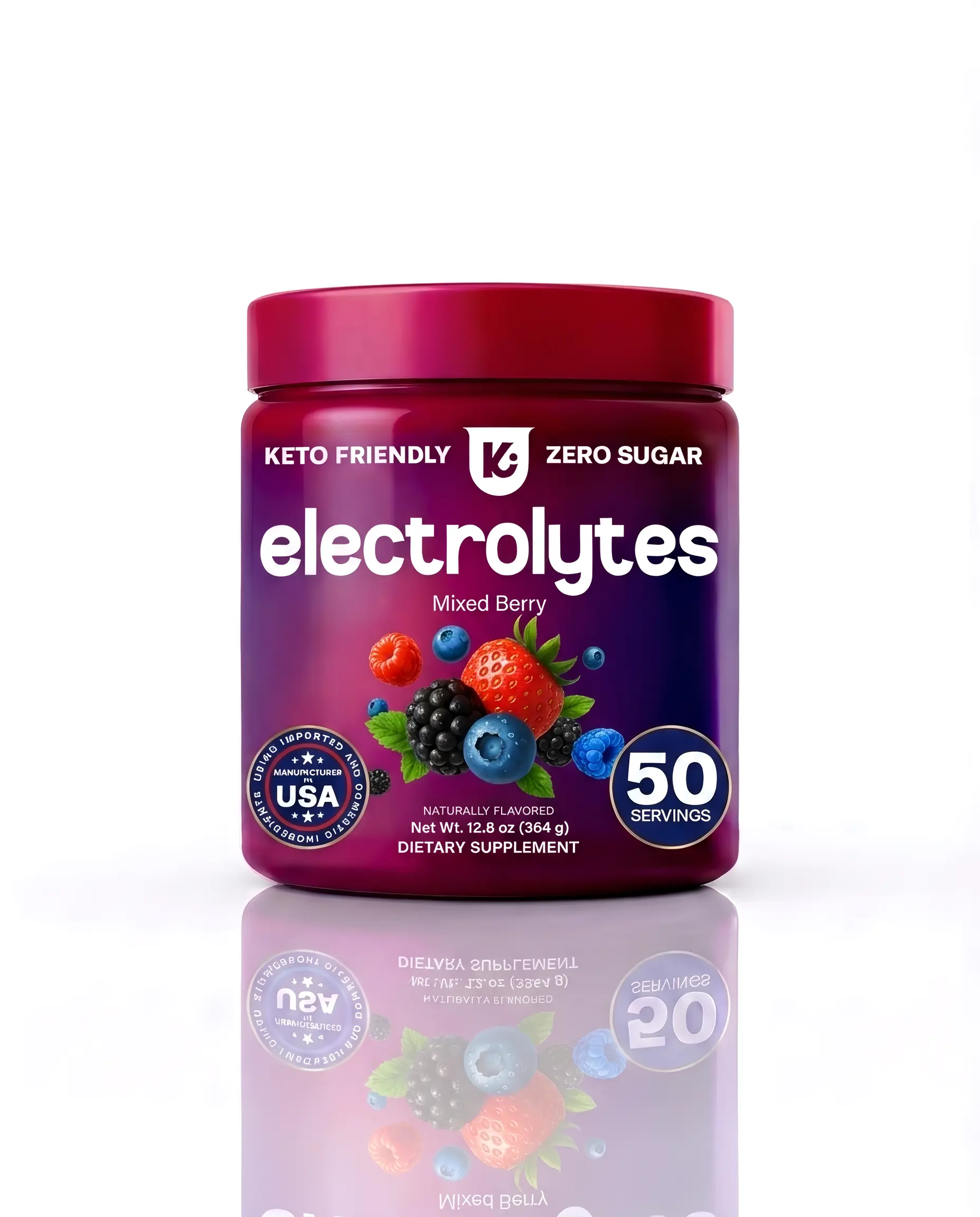 Keppi Mixed Berry Electrolytes Powder Sugar Free Hydration Drink Mix 50 Servings Keto Fasting Friendly