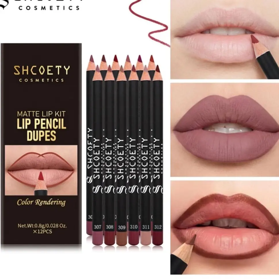 12pcs/box Long-Lasting Lip Liners, Highly Pigmented Matte Lip Liner Pencil Set, Lip Makeup Kit