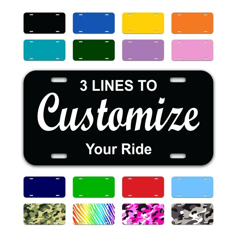 Custom State License Plates - Personalized Front Automotive Tags, 3x6 in & 6x12 in Sizes for Trucks, Motorbikes, Trailers, Scooters, Kid Cars, Bicycle