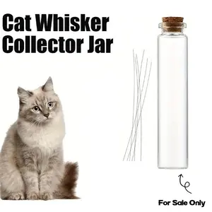 Cat Whisker Jar, Cat Whisker Collection Jar, Mini Glass Vase, Home Decor, Beautiful Memorial Gift for Cat Lovers, Suitable for All Seasons