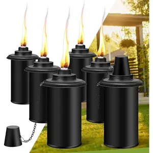 6-Pack Citronella Torch Replacement Canisters 16oz Refillable Canisters with Wicks Ideal for Outdoor Parties and Garden Decor