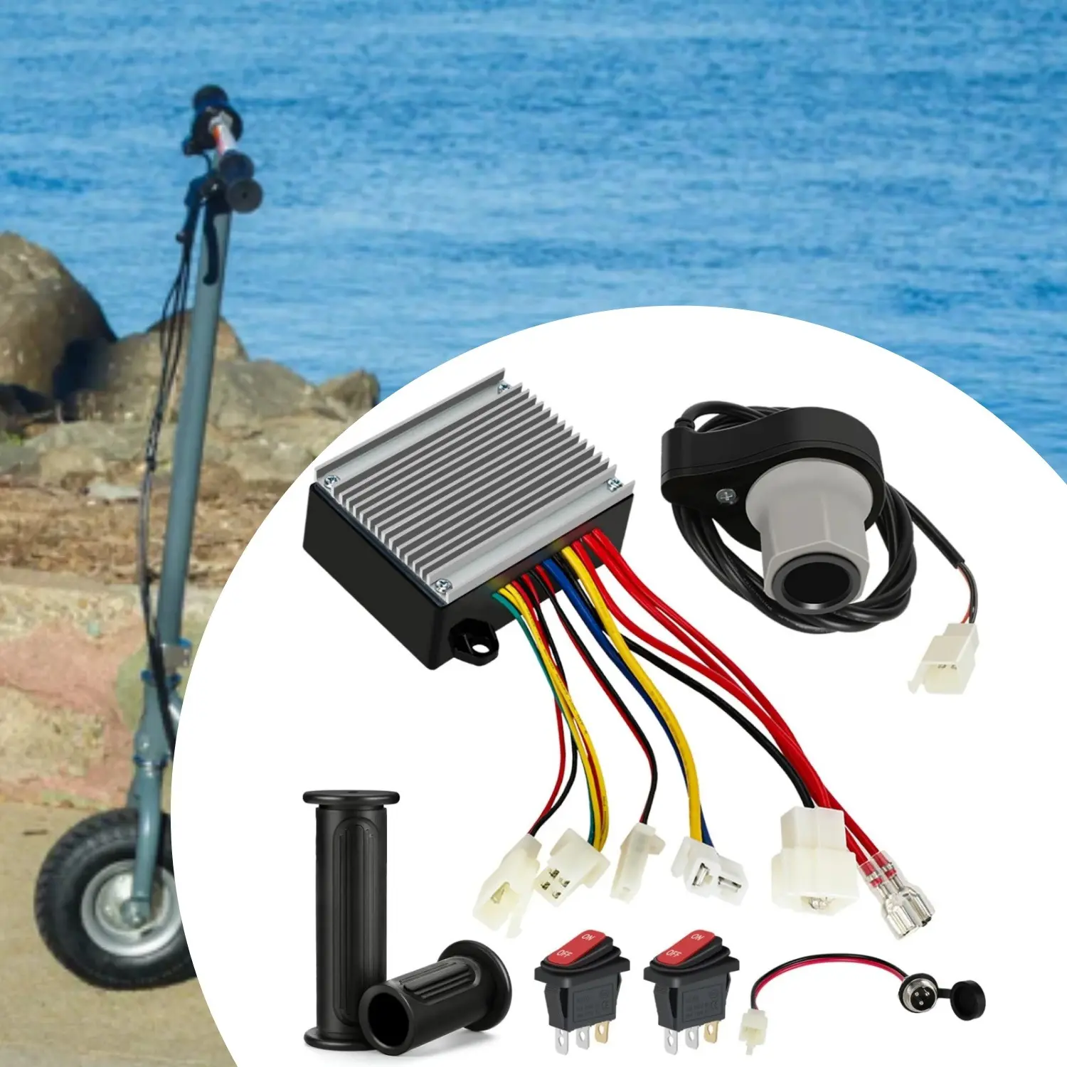 24V Control Module + Throttle for Razor E200/E300 (V13+) & MX350 (V33+) – Includes Charger Port & Handlebar Grips, Insulated Plastic, Premium Rubber