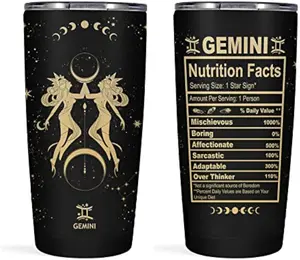Gemini Gifts for Women - Zodiac Cup Tumbler, 20 OZ Astrology Stainless Steel Insulated Constellation Cup, Witchy Gothic Gifts