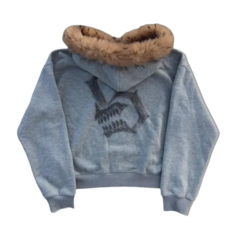 Men's Grimmjow Bleach Anime Graphic Print Hoodie - Feral Claw Fur Design, Stylish Long-Sleeve Zip-Up Menswear, Casual Male Clothing for Fans