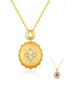 Double-Sided Paved Engraving Pendant Necklace, length adjustable