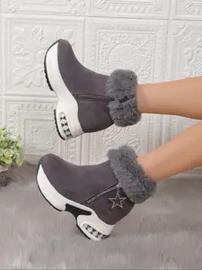 Women's Thick Sole Snow Boots, Fashionable Waterproof Warm Design, Anti-Slip Winter Shoes for Outdoor Activities, Cold Weather Footwear