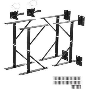 Father's Day Gift VEVOR Gate Corner Brace Bracket, 2 Sets, Anti Sag Gate Frame Hardware Kit, Gate Frame Brace Bracket with Latch Lock, Screws, for Shed Doors, Corral Gates, Driveway Gates, Stable Gates, Iron, Black