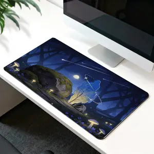 Premium Moonlit Forest Shooting Star Spirit Illustration High Quality Mouse Pad Modern Office Gaming Comfort Experience Non Slip Durable For Daily Work And Play  40*80 Size.