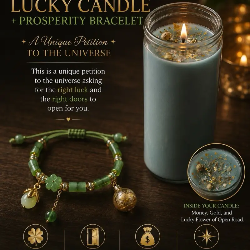 SPIRITUALMYGUIDE Lucky Candle and Bracelet