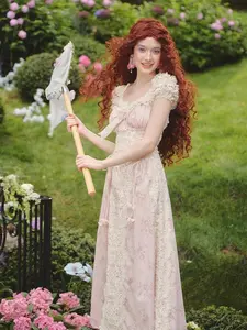 Butterfly Chaser Dress - Soft Cotton & Polyester Blend with Vintage Lace Accents & Flowing Skirt for Spring Summer Wear