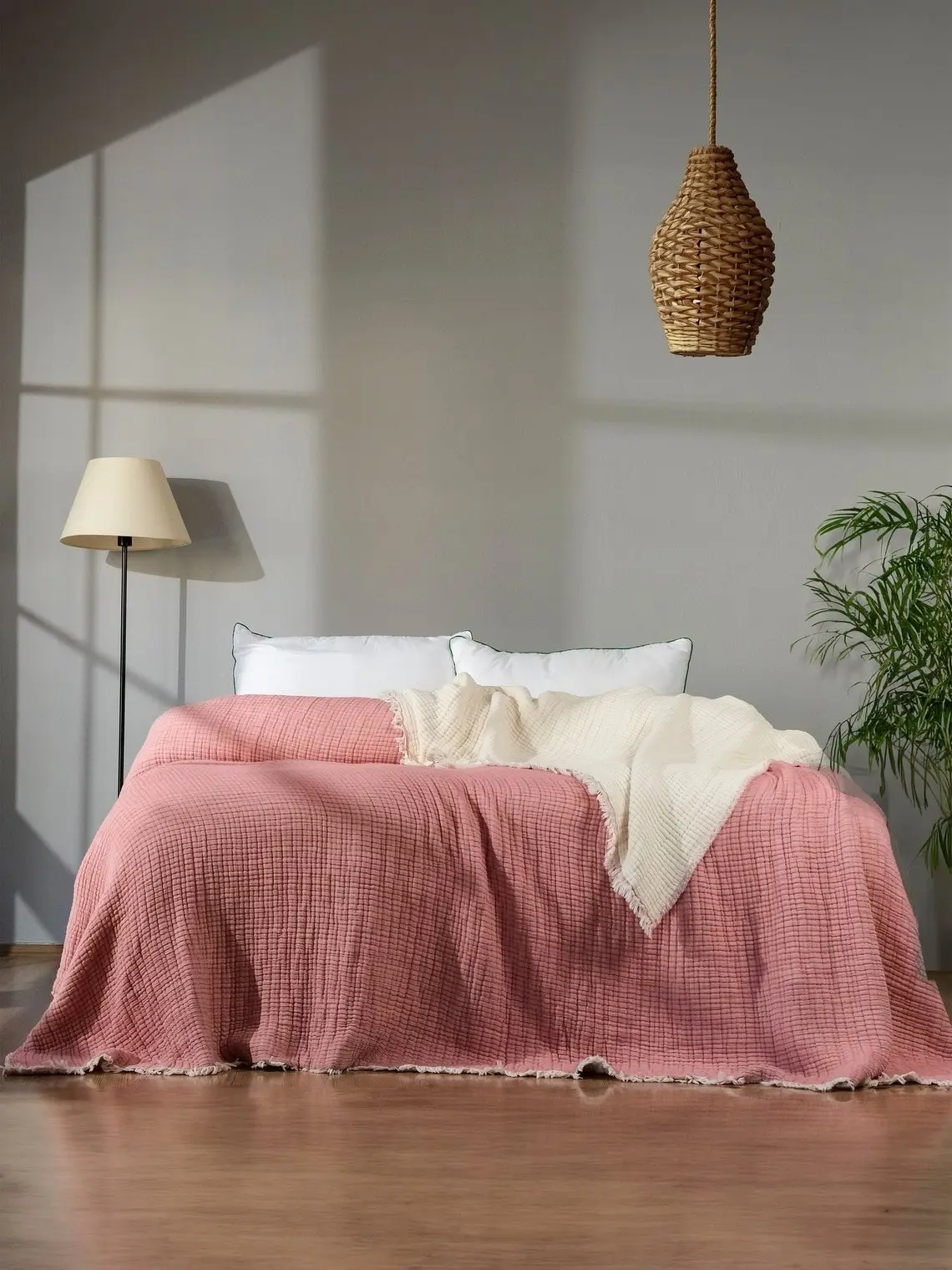 5 Layers King Size Gauze Comforter , OEKO-TEX Certified, Muslin Quilt, Organic Throw Blanket