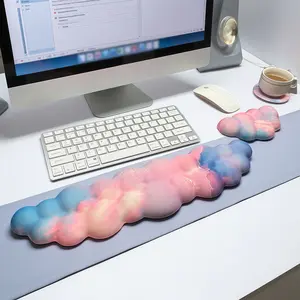 Cloud Keyboard Wrist Rest Set, Anti-Slip Base, Ergonomic Memory Foam Design, Suitable for Laptop Office Gaming, Rainbow Color, Gaming Keyboard Accessories