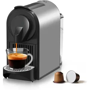 Compact Espresso Machine, 20 Bar Single Serve Coffee Maker, Dual Brew Sizes for Espresso and Lungo, 1400W Rapid Brewing, Mystic Gray (Upgrade Model)