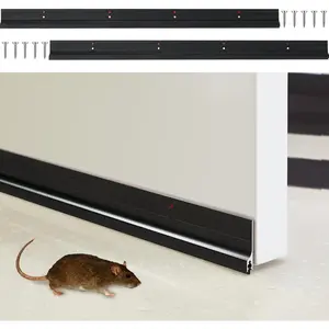 2 count 36 Inches Metal Door Draft Stopper, Door Sweep,  Stopper, Mice Seal Strip, Aluminum, Noise Blocker, Keep Rodents and  Out, Enhanced Weather Sealing, Easy to Install, Black