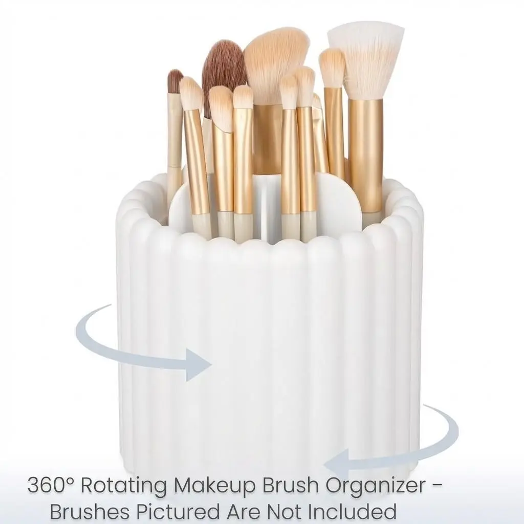 PrimPick 360 Rotating Makeup Brush Holder 7 Slots Make Up Brush Organizer Removable Spinning Cosmetic Brushes Storage Beauty Brushes Storage Pen Holder for Vanity, Dresser, Desk, Makeup Organizer Box Cosmetics Organizer Storage