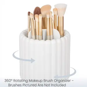 360 Rotating Makeup Brush Holder 7 Slots Make Up Brush Organizer Removable Spinning Cosmetic Brushes Storage Pen Holder for Vanity, Dresser, Desk, Makeup Organizer Box Cosmetics Organizer Storage